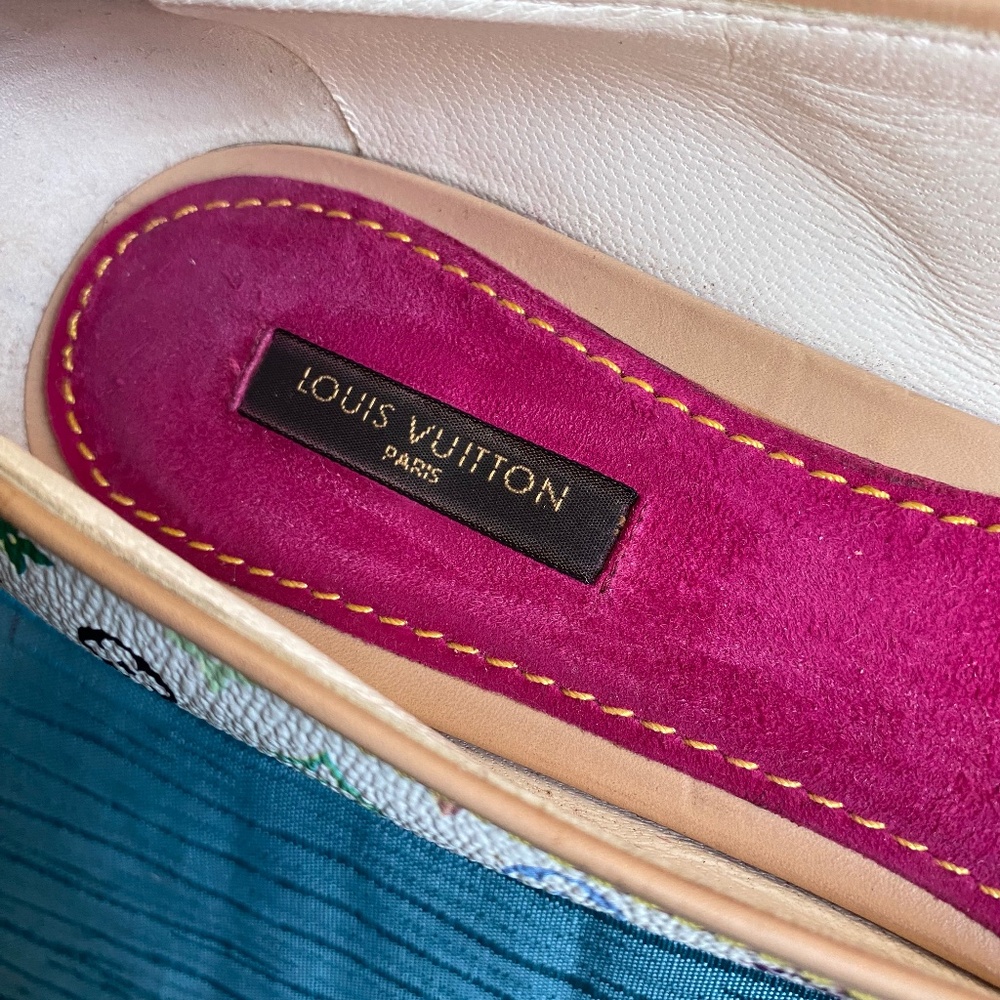 Louis Vuitton white Murakami flats pumps 37.5 - Picture 3 of 9